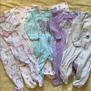 3/$25 5 piece zip up feetie pajamas